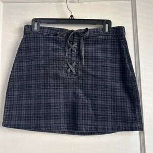 NWT!! Women’s SO Blue Black Tie Front Mini Skirt - Size 9